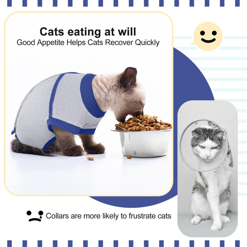 FUAMEY Cat Recovery Suit,Female Cat Spay Suit Kitten Surgery Onesie Cat Bodysuit Alternative to Cone Collars,Preventing Cats from Licking Abdominal Wounds Skin Protector Weaning Clothes Grey M M(back: 14in) - PawsPlanet Australia