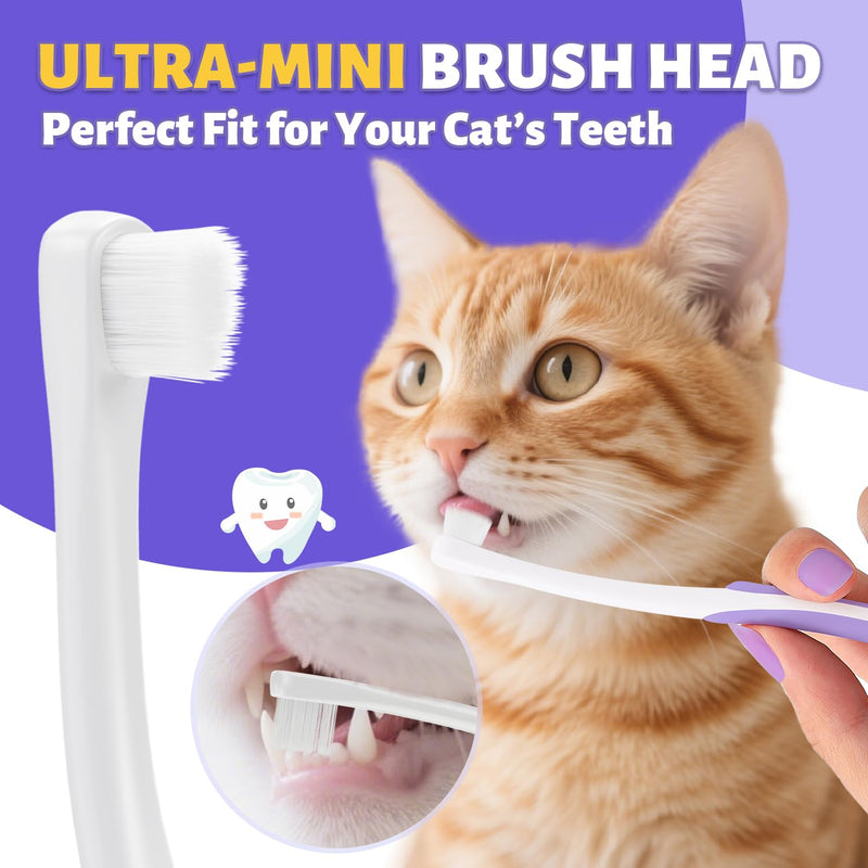 Cat Toothbrush for Kitten Teeth Cleaning – Soft Bristle Cat Dental Brush Set with Compact Head – Gentle Oral Care Tool for Daily Brushing Routine, Loved by Vets and Fur Babies 1 Count (Pack of 1) Purple - PawsPlanet Australia
