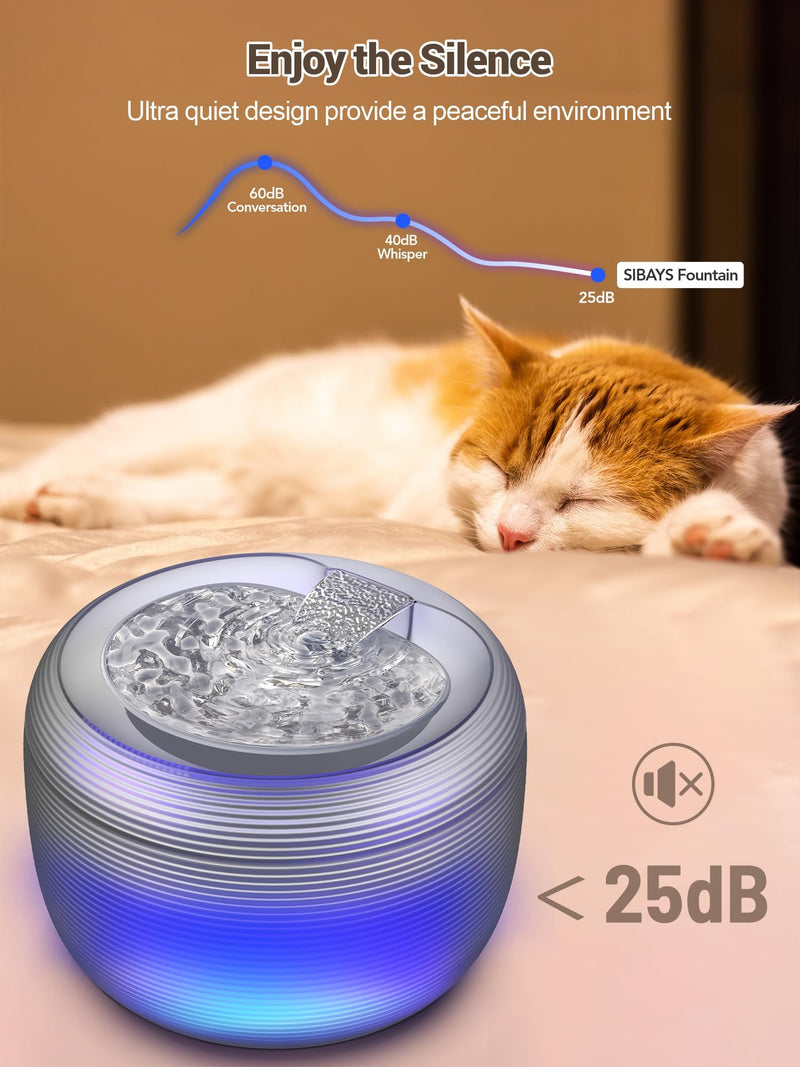 SIBAYS Cat Water Fountain, 118oz/3.5L Large Capacity Cat Fountain for Drinking with LED Light & Water Shortage Reminder, Plastic Automatic Dog Water Bowl Dispenser, Easy to Clean(FS75) - PawsPlanet Australia