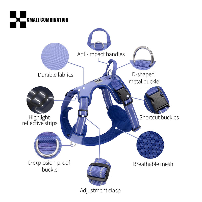 Lavender Purple Dog Harness | Heavy-Duty Reflective & Breathable Mesh | Adjustable 4-Point Control for XS-XL Dogs | No-Pull Step-in Design (S) S - PawsPlanet Australia