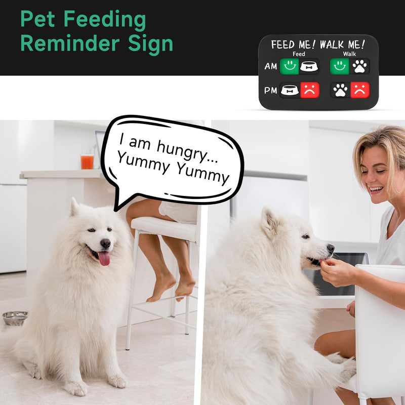 YAUYIK Pet Feeding Reminder, Magnetic Reminder Sticker, AM/PM Daily Indication Chart Feed/Walk Your Pets, Fridge Magnets and Double Sided Tape, Helps You to Track Pet Feeding & Walking (Black) Black-Feed Me! Walk me! - PawsPlanet Australia