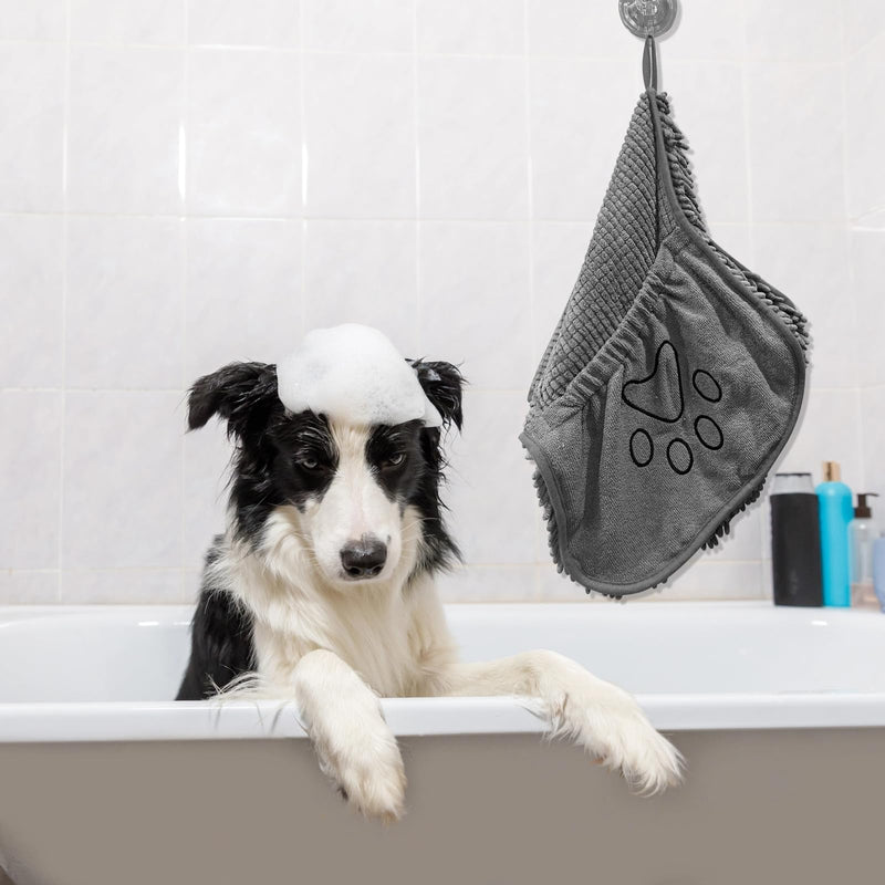 Microfiber Dog Towels for Drying Dogs, Super Absorbent, Soft and Quick Drying Pet Grooming Towel, 31Inch X 13Inch, Perfect Pets' Shower & Bath Supplies for Dog and Cat, Machine Washable, Grey - PawsPlanet Australia