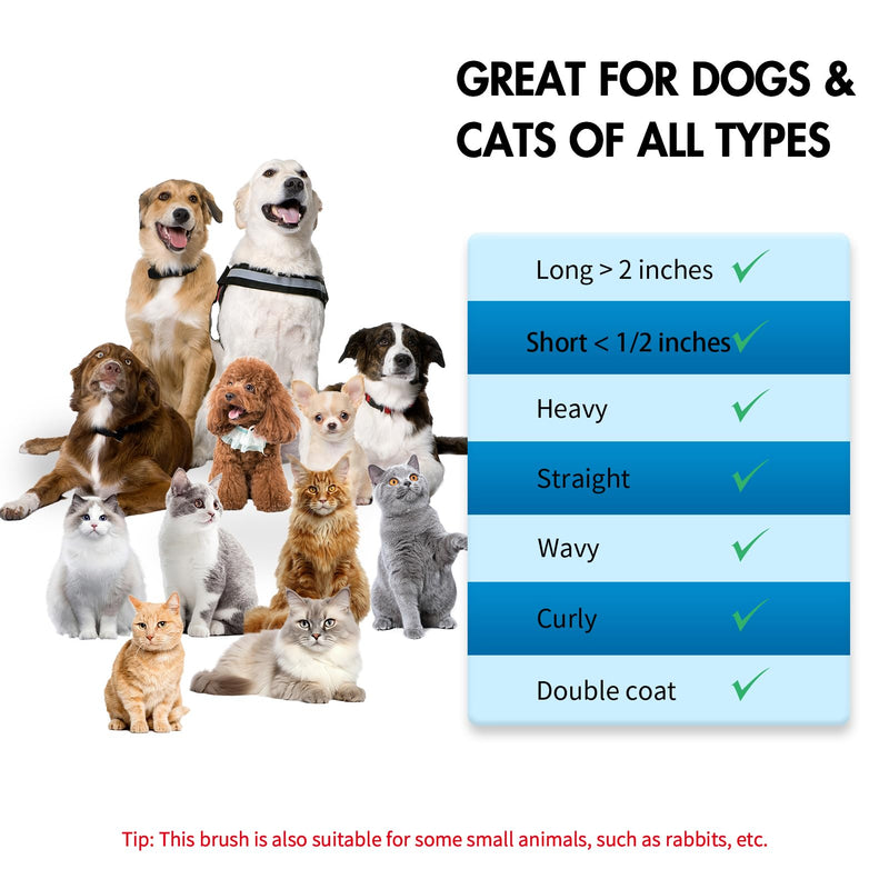 Dog Brush Kit - Self-Cleaning Slicker Brush with Bath Brush & Undercoat Rake | Deshedding Tools for Large - Small Dogs & Cats, Professional 3-in-1 Pet Grooming Set for Heavy Shedding, Blue - PawsPlanet Australia