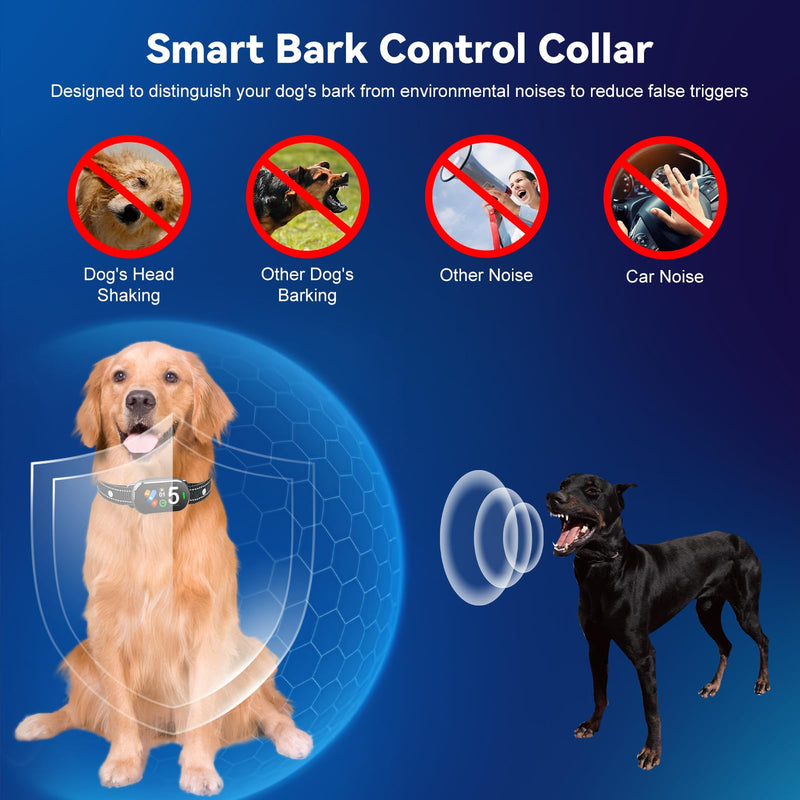 Smart Bark Collar for Dogs - 5 Safe Training Modes & 5 Sensitivity Levels, IP67 Waterproof, Adjustable & Lightweight No Bark Collar for Small, Medium, Large Dogs