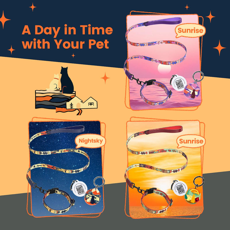 Dog Collar and Leash Set, QR Tag Adjustable Pet Collar, 5 FT Heavy Duty Dog Leash, Padded Handle, Quick Release Buckle, Metal Ring, 360° Swivel Clip for Small Dogs Walking Running (Dark Blue, S) Night Sky Blue Combo S (Neck 11.02-16.93'',Width 0.59'' ) - PawsPlanet Australia