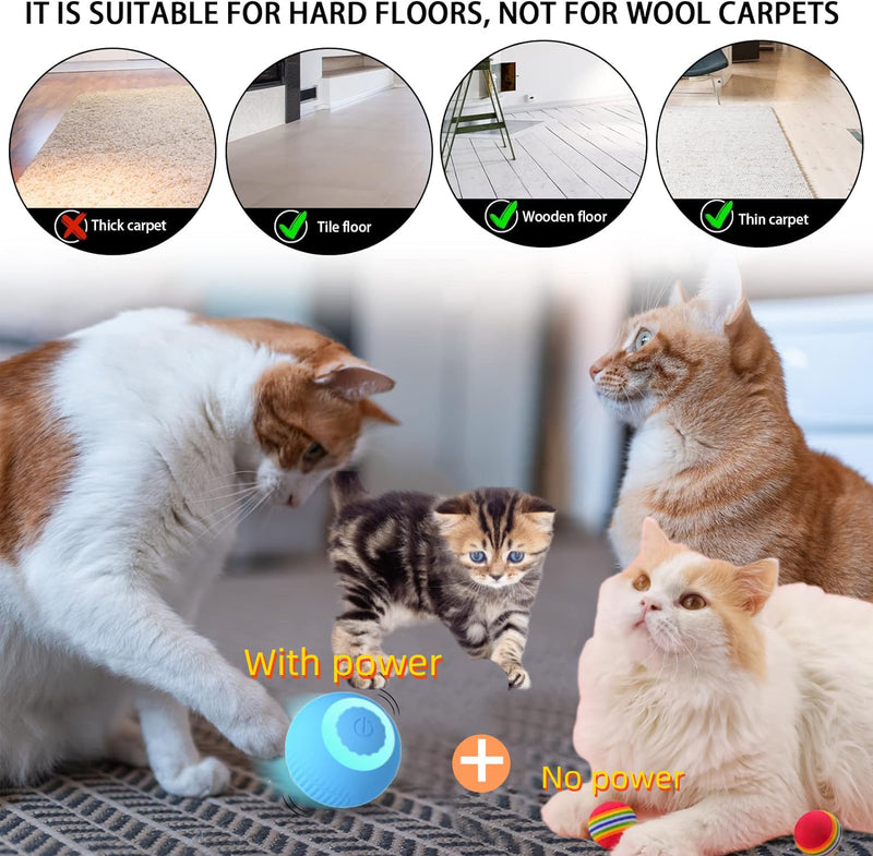 cat Toy Two-Piece Set-Wloom Power Ball 2.0 -Red Rainbow Cat Toy Balls Soft Interactive Indoor Kittens Favorite Toys .Small Dogs Toy Balls Activity Chase Quiet Play Sponge Ball（Blue） - PawsPlanet Australia