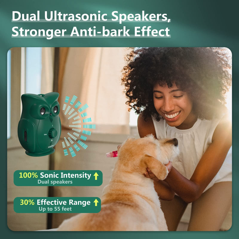 Dog Barking Control Devices with Dual Ultrasonic Speakers, Stronger Rechargeable Anti-Bark Device for Outdoor Waterproof and Indoor, Dog Barking Deterrent Safe for Human & Dogs - PawsPlanet Australia