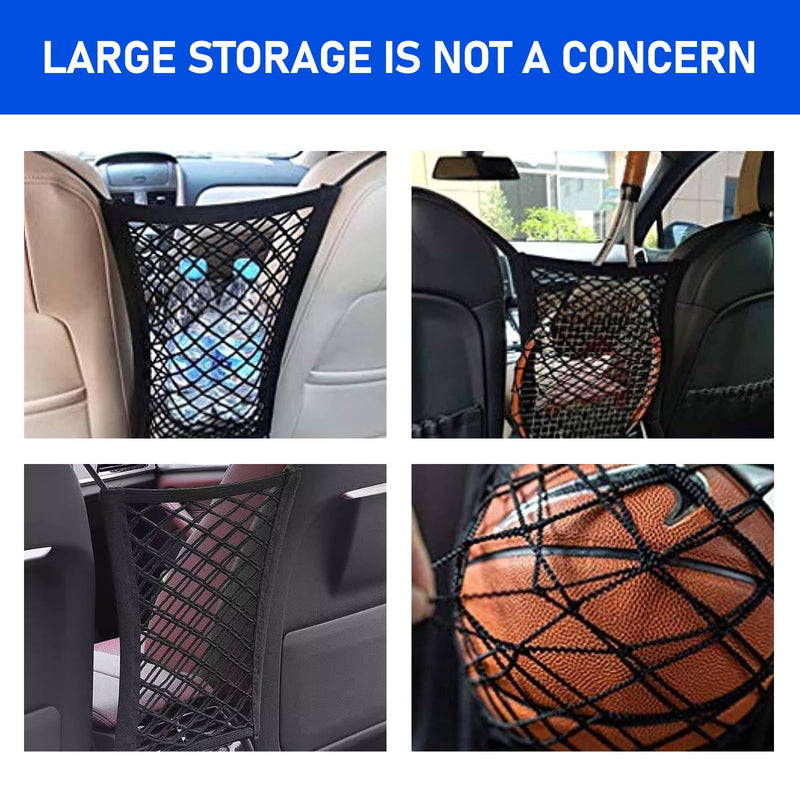 1 PC Car Front and Rear Seats Pet Isolation Net, Double-Layer Coarse Net Breathable Anti-Scratch Anti-Collision Dog Safety Barrier Protection, Flexible Storage Bag, Universal for Cars (Black) - PawsPlanet Australia