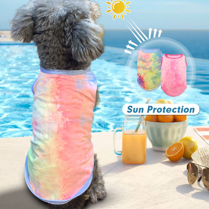 cyeollo 2 Pack Dog Shirt, Sun Protection T Shirt for Large Dogs, Lightweight Stretchy Tie Dye Dog Tank Top Vest, Breathable Summer Sleeveless Pet Clothes for Medium Dogs, 2XL XX-Large (32-55lbs) 2# Tie Dye-1 - PawsPlanet Australia
