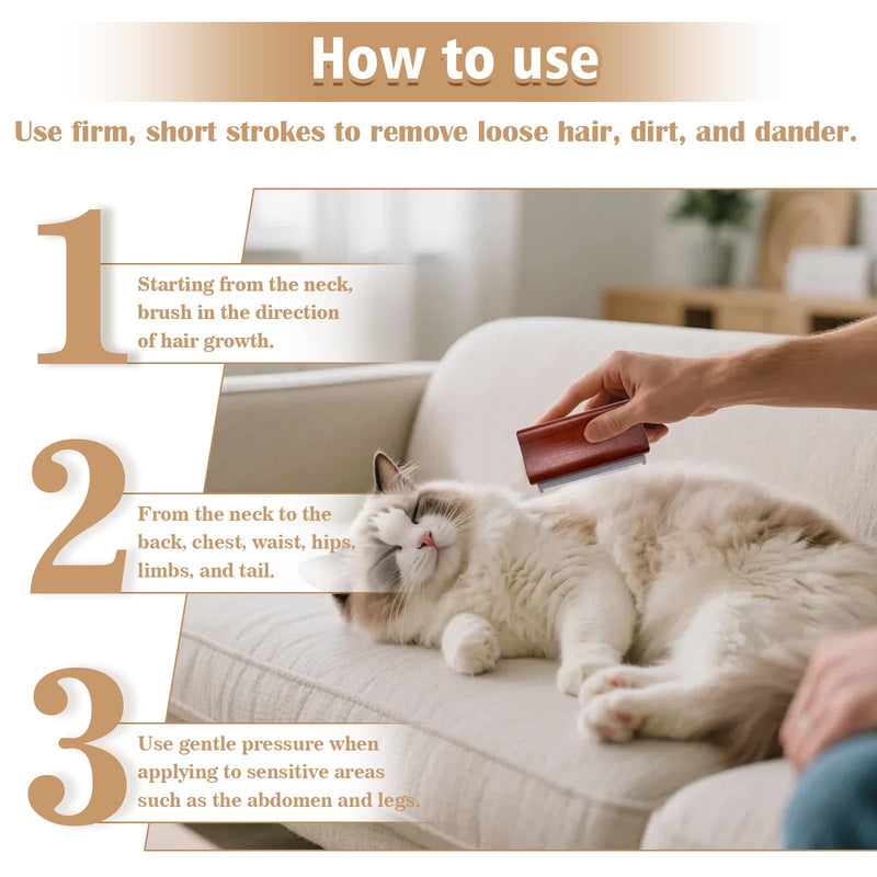 Wooden Dog Brush for Shedding, Deshedding Grooming Tool for Dogs Cats & Horses, Comb Removes Loose Dirt for Pets (Brown, S) Brown