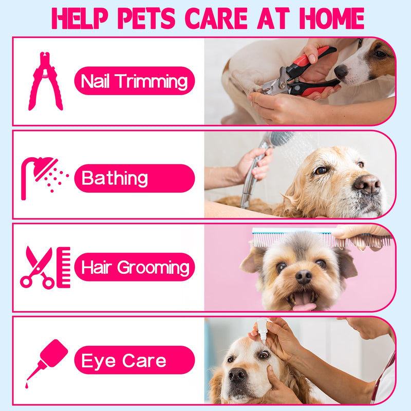 Supet Dog Grooming Hammock for Dog and Cat, Relaxation Pet Grooming Sling Helper, Breathable Pet Grooming Hammock for Nail Trimming, Ear/Eye Car with Nail Clippers/Trimmers/Scissors L（ Legs Spacing：10.6"-15" / Max W：70LBS） Pink - PawsPlanet Australia