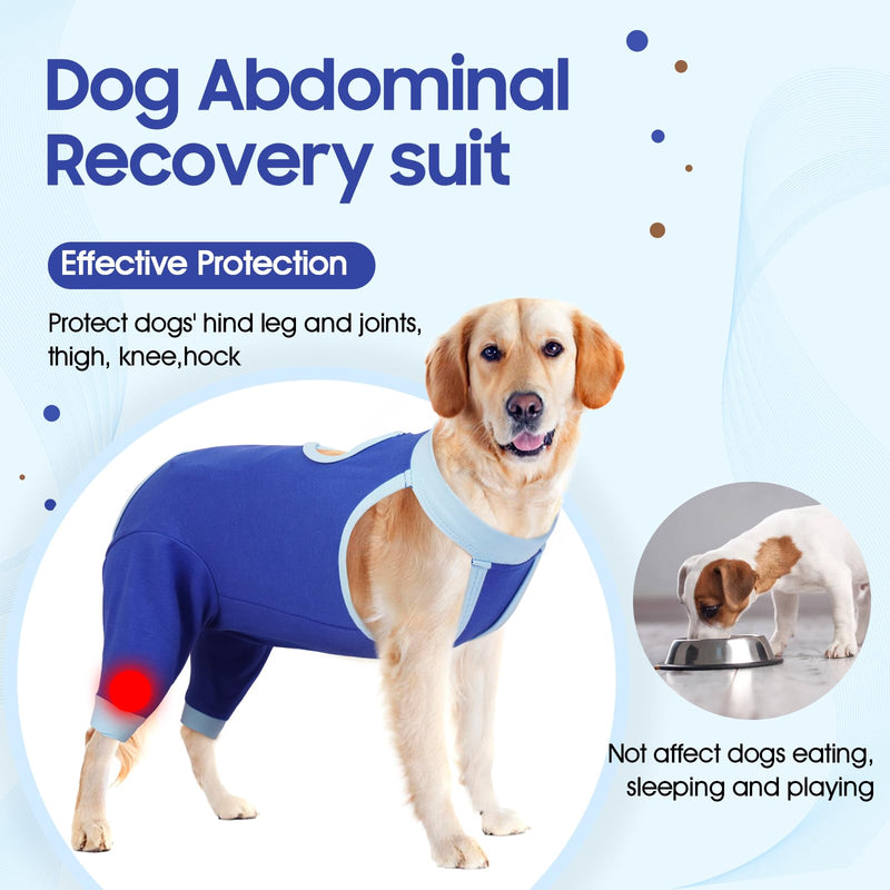 IDOMIK Dog Recovery Sleeve for Hind Legs,Dog Recovery Suit for Female Spay Male Neuter,Dog Leg Sleeve to Stop Licking Rear Legs,Long Sleeve Wound Cover Onesie Shirt for Dogs,Cone Collar Alternative L(Chest Girth:24.41"/62CM) Blue - PawsPlanet Australia