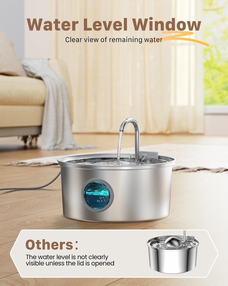 Cat Water Fountain Stainless Steel: Cat Fountain for Drinking - 108oz/3.2L Pet Water Fountain for Cats Indoor - Quiet Water Fountain for Cats - Faucet Pet Fountain - for Small and Medium-Sized Pets Cat Water Fountain - PawsPlanet Australia