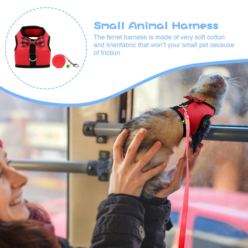Rypet Small Animal Harness and Leash - Soft Mesh Pet Harness with Safe Bell, No Pull Comfort Padded Vest for Small Pet Red Small (Pack of 1) - PawsPlanet Australia