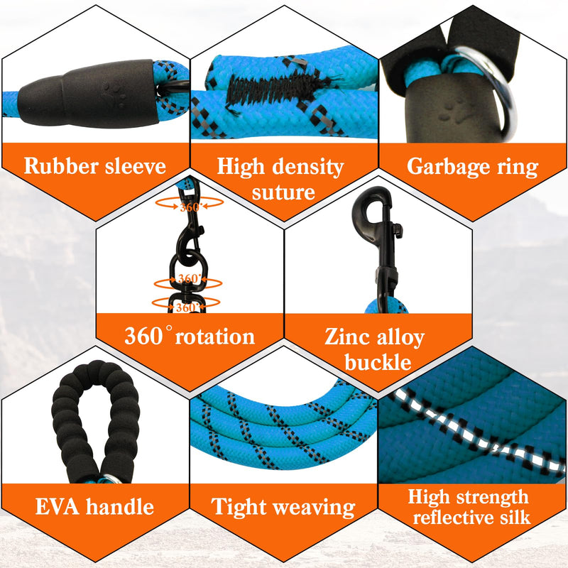 Double Leashes - 6 Way Leash for 6 Dogs with Reflective Swivel, Walking & Training Blue Six Leashes - PawsPlanet Australia