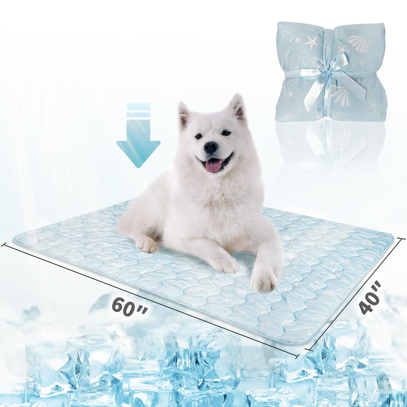 NWK Dog Cooling Blanket, Q-Max>0.345, Ice Silk Cool to Touch Material, Bed Cover, Furniture Protector Couch Sofa for Summer, Anxiety Relief-Machine Washable (Ocean Blue, 40'' X 60'') Ocean Blue 40*60 - PawsPlanet Australia