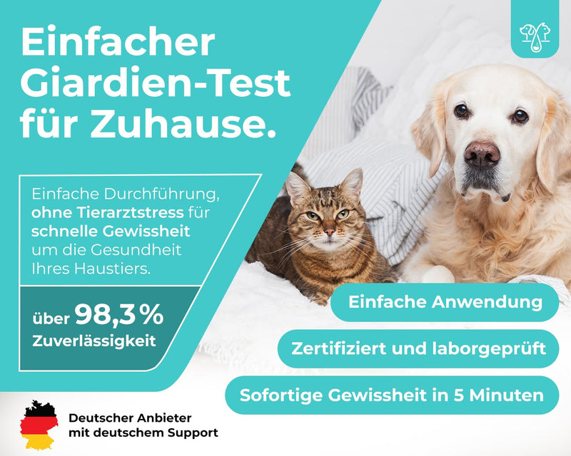 The Home Pet Lab 2 x Giardia Quick Test Dog & Cat - Giardia Test Reliable as Test for Intestinal Parasites and Diarrhea - For Dogs and Cats with Giardia (2 x Test) 2 x Test