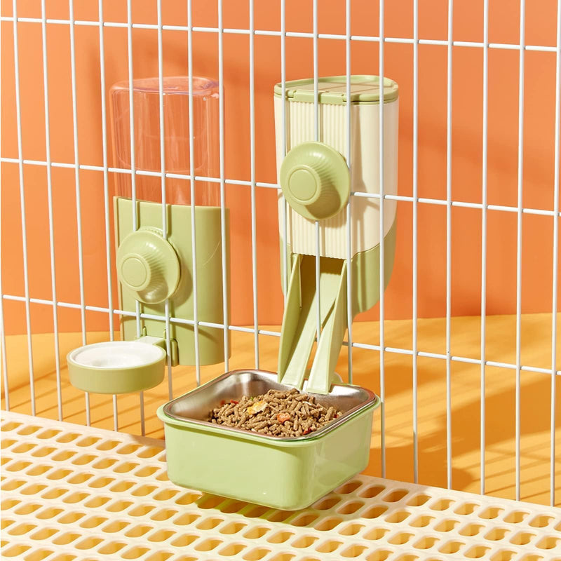Pet Hanging Bowl for Crates, 2 in 1 Small Dog Bowl Puppy Bowl Removable Stainless Rabbit Bowl Cat Feeder Food Water Bowls for Puppy Cat Bird Rabbit Hamster Guinea Pig Ferret Small Animals Green - PawsPlanet Australia