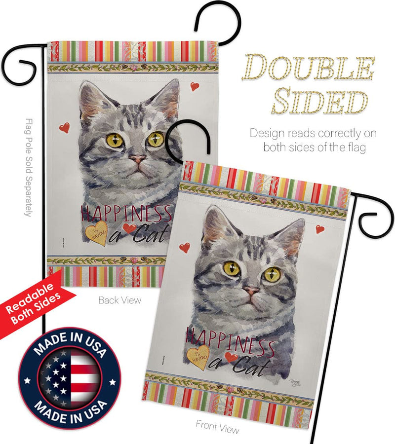 Breeze Decor Red American Short Hair Happiness Garden Flag-Set Mailbox Hanger Cat Kitten Meow Spoiled Paw Fur Pet Nature Farm Animal Creature House Banner Small Yard Gift Double-Sided, Made in USA - PawsPlanet Australia