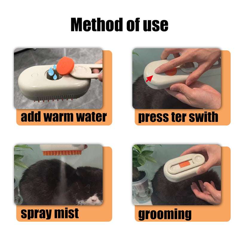 Steam Brush for Cats Dog Steam Brush,3 in 1 Pet Grooming Comb for Shedding,1PCS Cream color - PawsPlanet Australia