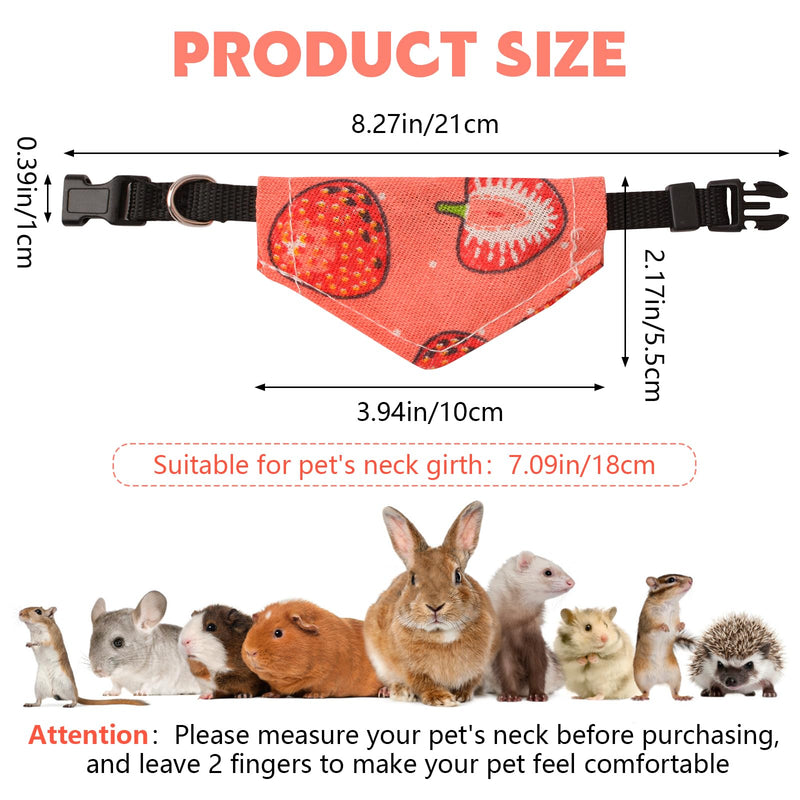 2-Pack Ferret Bandana Collar & Bibs, Quick Release Buckle, Fruit Pattern, Small Size, Red & Pink - PawsPlanet Australia