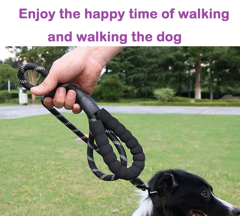 Sunglow 5 FT Strong Dog Leash with Comfortable Padded Handle and Highly Reflective Threads for Medium and Large Dogs (Black) Black - PawsPlanet Australia