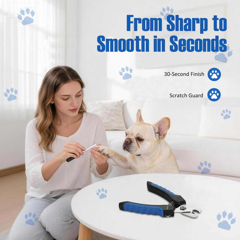 Dog Nail Clippers with Nail File, Ergonomic Dog Nail Trimmers to Avoid Over Cutting, Razor-Sharp Stainless Steel Blade with Safety Guard for Large/Small Pet Dogs, Blue - PawsPlanet Australia