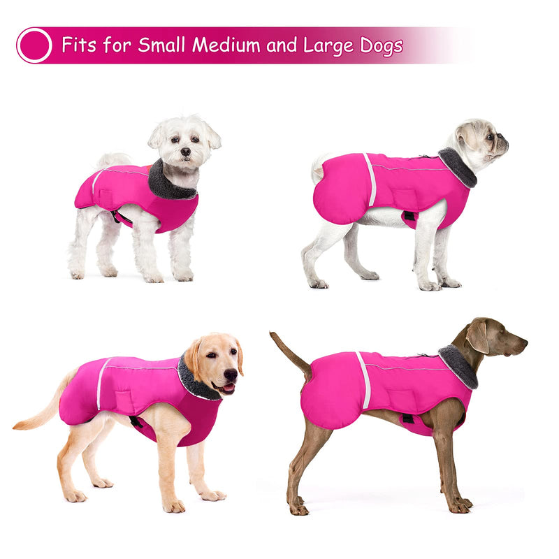 Dogcheer Warm Dog Coat, Fleece Collar Winter Dog Clothes, Reflective Pet Jacket Apparel for Cold Weather, Waterproof Windproof Puppy Snowsuit Vest for Small Medium Large Dogs L(Chest Girth 19.49"-29.3") Pink