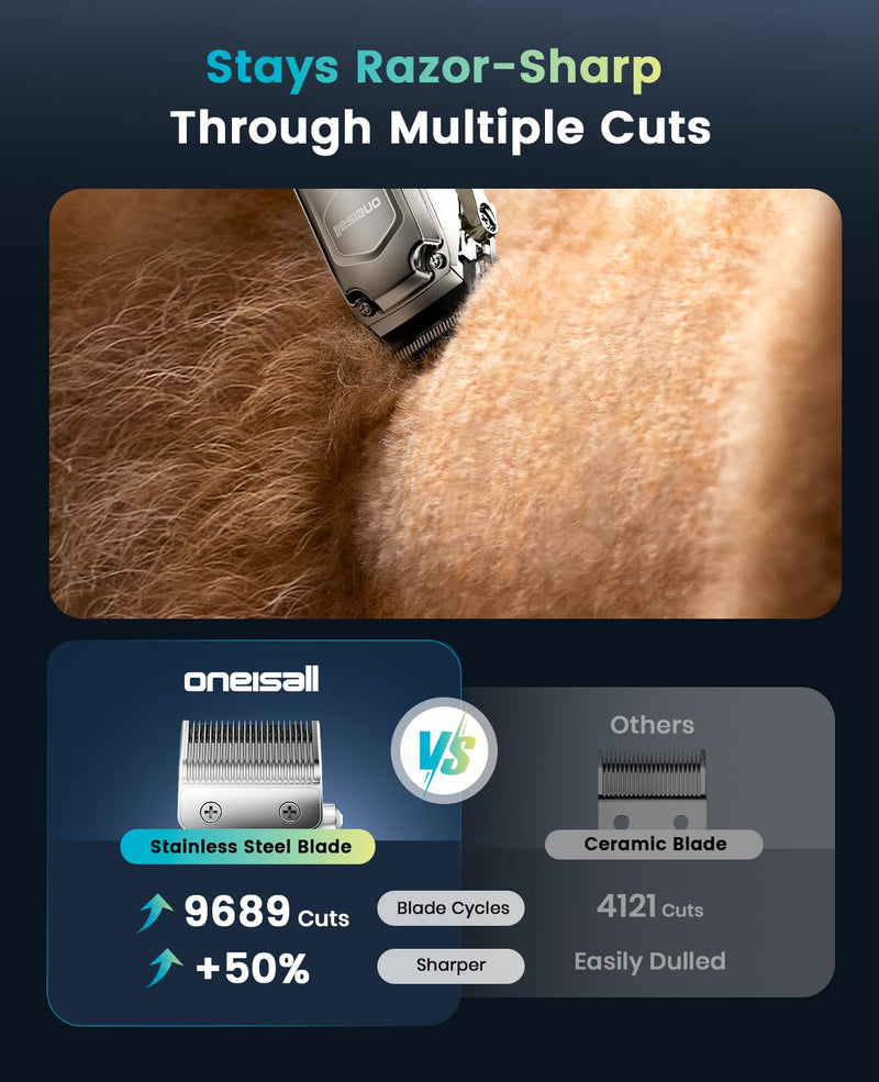 oneisall Dog Clippers for Grooming Thick Hair,Low Noise Dogs Grooming Kit with Detachable Stainless Steel Blade,Dog Shaver for Thick/Matted/Knotted/Fine/Wave/Curly Hair,PC18 - PawsPlanet Australia