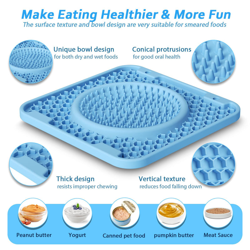 Dog Lick Mats for Large Dogs - 3 in 1 Lick Mat Crate Training Aid for Puppies,Dog Lick Bowl,Peanut Butter Licking Pads for Dogs Boredom and Anxiety Relief Blue - PawsPlanet Australia