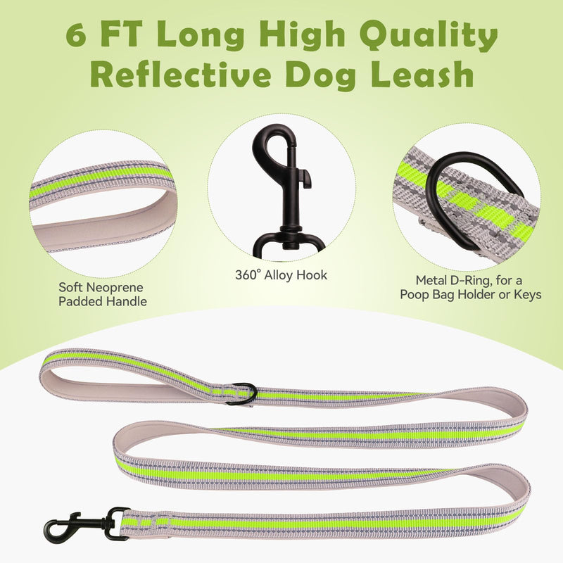 Martingale Collar for Dogs,Soft Neoprene Padded Reflective Martingale Collar and Leash Set Safety Buckle Nylon Martingale Dog Collars for Large Dogs(Green&L) L Green - PawsPlanet Australia