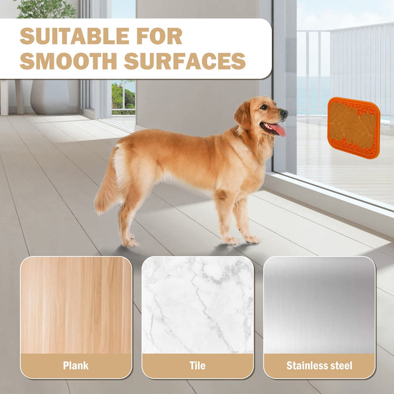 Lick Mat for Dogs Slow Feeder Licking Mat Anxiety Relief Lick Pad with Suction Cups for Peanut Butter Food Treats Yogurt, Pets Bathing Grooming Training Calming Mat - 2 Pack Small 2PCS Blue+Orange - PawsPlanet Australia