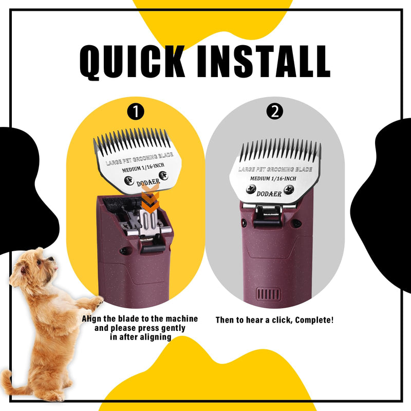 Large Detachable Pet Dog Grooming Steel Blade,Compatible with Andis Super Blending,Oster A5,Wahl KM10 Series Clippers for Large Dog,Horses,Sheep，Cut Length 1/50" - PawsPlanet Australia