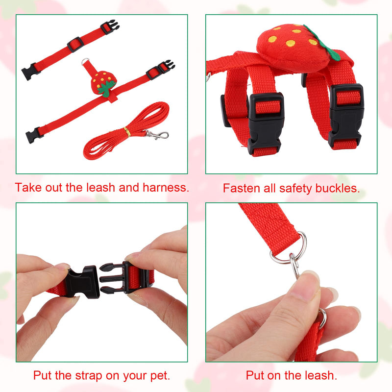Duck Harness Leash, Duck Leash and Harness Set Cute Strawberry Design Adjustable Pet Walking Rope for Chicken Puppy Bunny Small Animals (S) S - PawsPlanet Australia