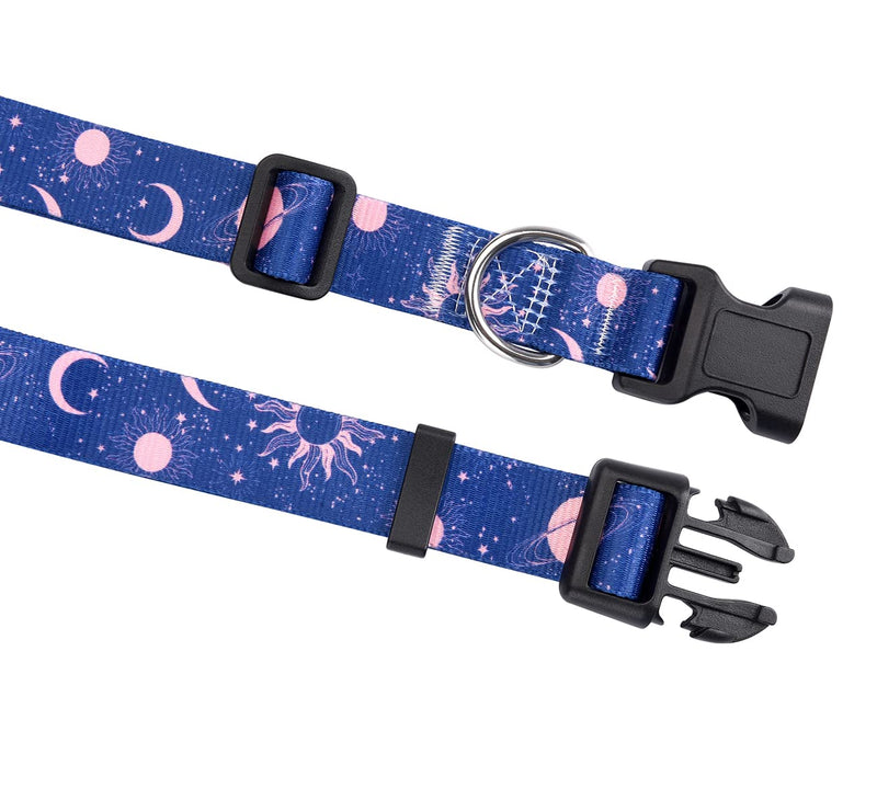 Dog Collar and Leash Set for Small Dogs Cats, Soft Comfy Pet Collar for Small Medium Large Dogs, Universe Pattern for Boy Girl Puppy Dogs Cats(Universe Set,XS) X-Small (Pack of 1) Set Universe