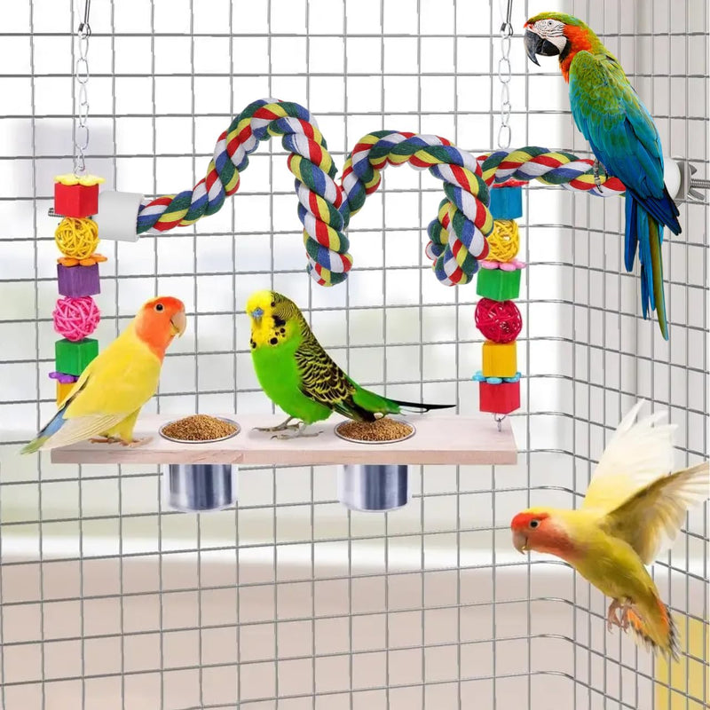 Colorful Bird Rope Perch Stand, Birdcage Swing Spiral Toys, Bird Bungee Rope Perches Toys Cage Accessories for Cockatiels Parrot Birds (60CM/23.6inch) 60CM - PawsPlanet Australia