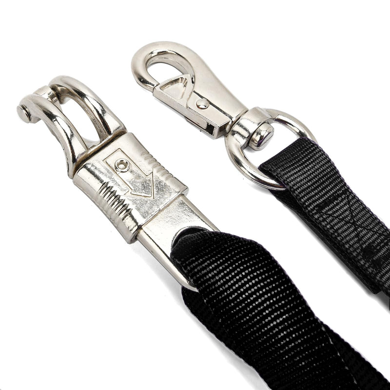 2PCS Cross Ties,Adjustable Nylon Cross Ties for Horse Horse Trailer Tie with Panic Snap and Bull Snap, Adjustable Length from 44.5-78.5 Inch,Black - PawsPlanet Australia