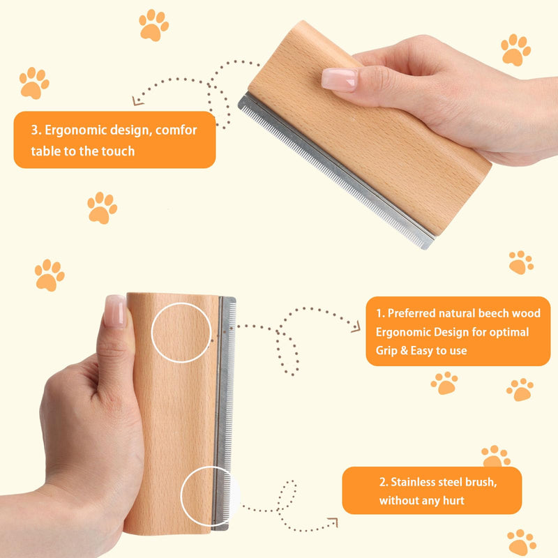 Natural Wooden Pet Grooming Kit 2-in-1 Dog Deshedding Tool and Cat Nail Clipper Gentle & Painless Fur Brush and Secure Paw Nail Trimmer for Small Medium Large Pets (Includes storage box) 5/6.5 Inch - PawsPlanet Australia