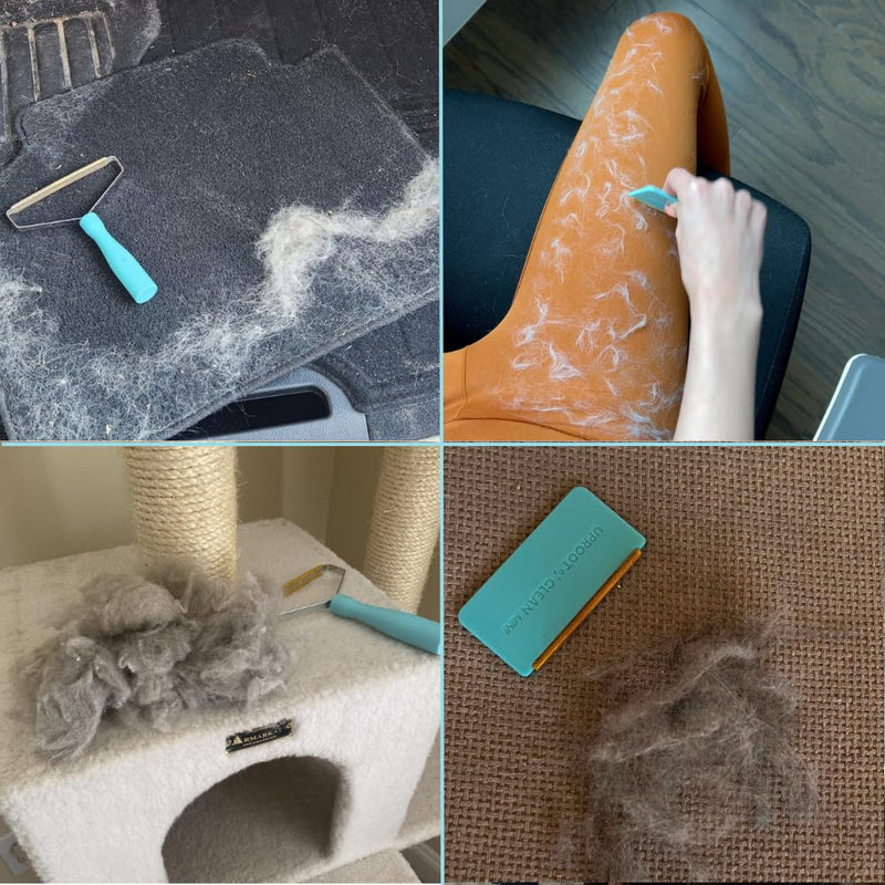 Uproot Cleaner Pro Pet Hair Remover & Mini - Dog Hair Remover Multi Fabric Edge & Carpet Scraper - Cat Hair Remover for Couch, Pet Towers & Car Detailing - The Hairy-Situation Survival Kit! Pro & Mini - PawsPlanet Australia