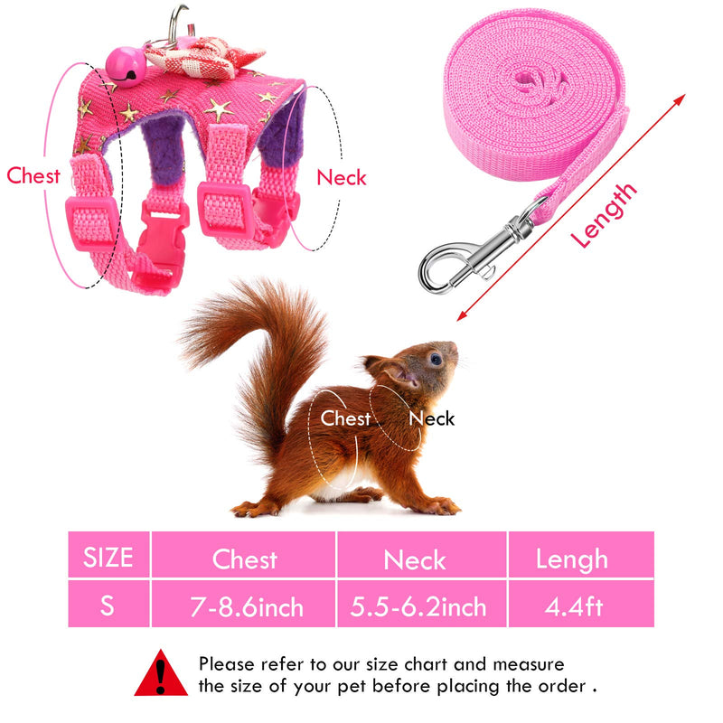 SATINIOR 2 Pieces Small Hamster Harness and Leash Set, Guinea Pig Clothes with Bowknot Bell and Bell Decor, No Pulling Comfort Padded Vest Striped for Guinea Pig Hamster Ferret Rats Blue Stripe S - PawsPlanet Australia