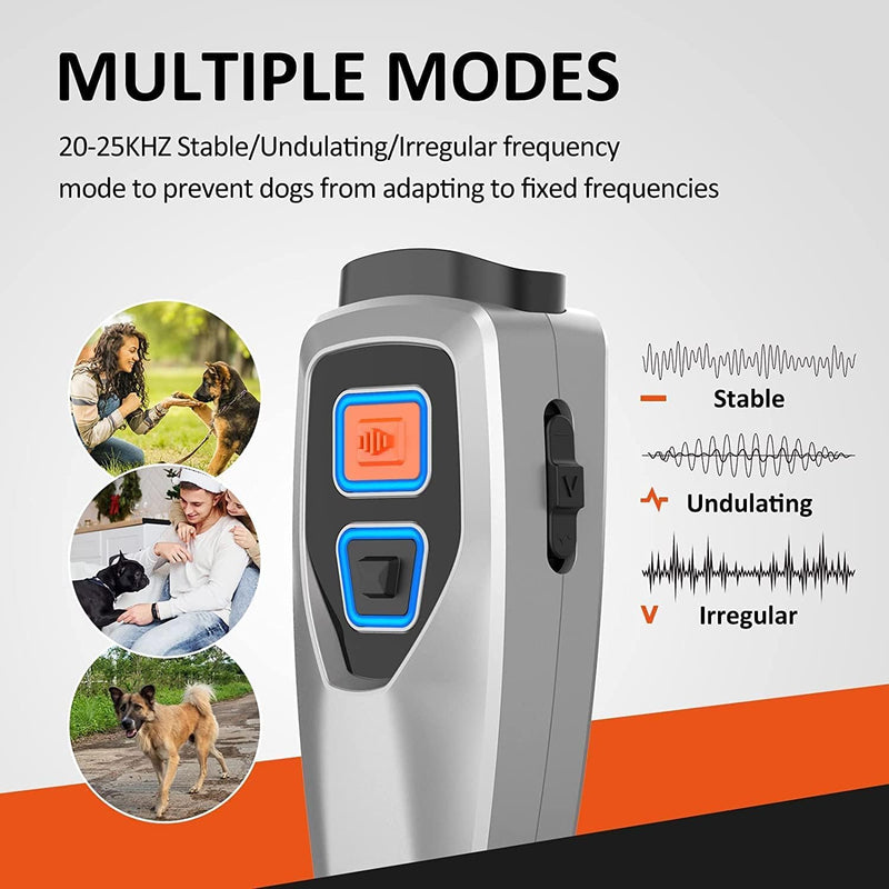 Anti Barking Control Device, Dog Bark Deterrent Devices to Stops Bad Behavior Dog Training Tool, Rechargeable Dog Barking Control Devices with 3 Modes & LED Light Ultrasonic Dog Trainer Indoor Outdoor Sliver Dog Bark Deterrent Devices - PawsPlanet Australia