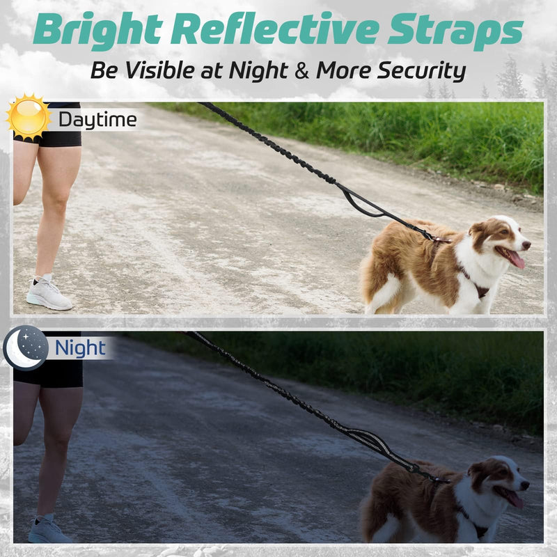 Rabbitgoo Bungee Dog Lead for Medium and Large Dogs, Anti Pull Tactical Leash with 2 Padded Traffic Control Handles for Training and Walking, Quick Lock and Release, Black, 114-158cm 114-158 cm (Pack of 1) - PawsPlanet Australia