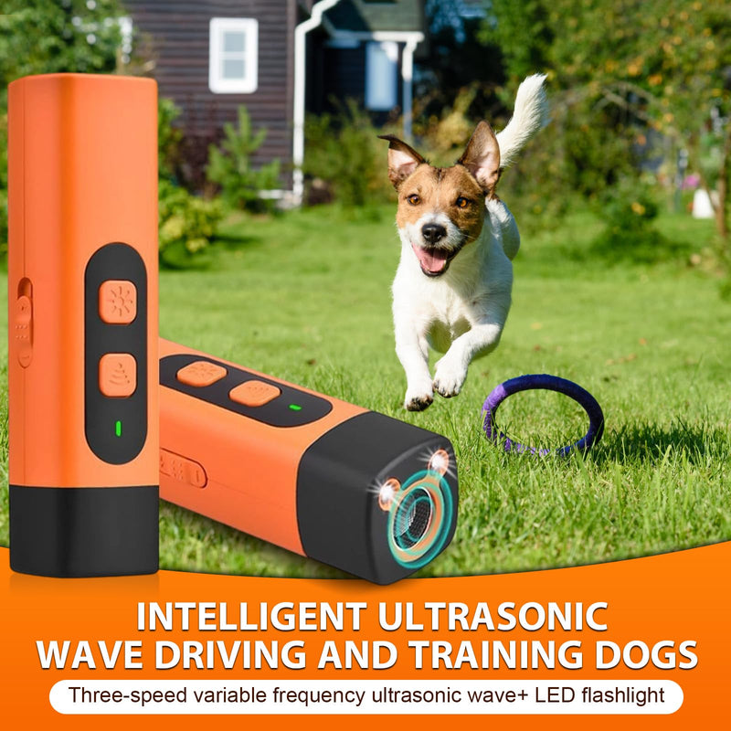 Dog Bark Deterrent Device, Anti Barking Device for Dogs, 25FT Ultrasound Dog Bark Deterrent 3 Modes with LED Flashlight, for Training to Improve Bad Behavior (Orange) - PawsPlanet Australia