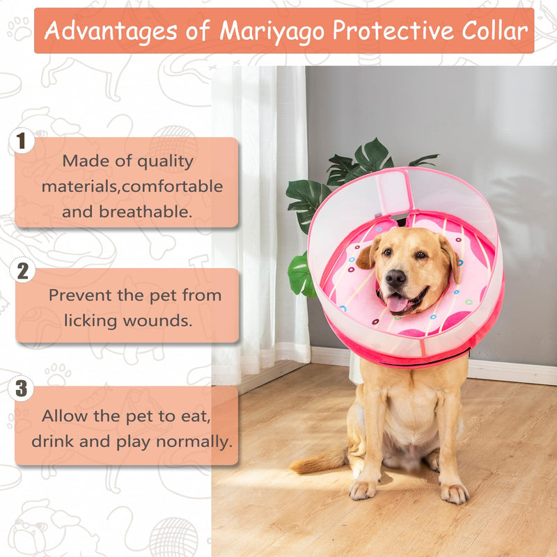Inflatable Dog Cone Collar for Large Medium Small Dogs, Soft Dog Donut Collar Adjustable Recovery Cone for Pets After Surgery, Extra Enhanced Anti-Licking Guard Shield (Pink Donut, Large) Pink Donut - PawsPlanet Australia