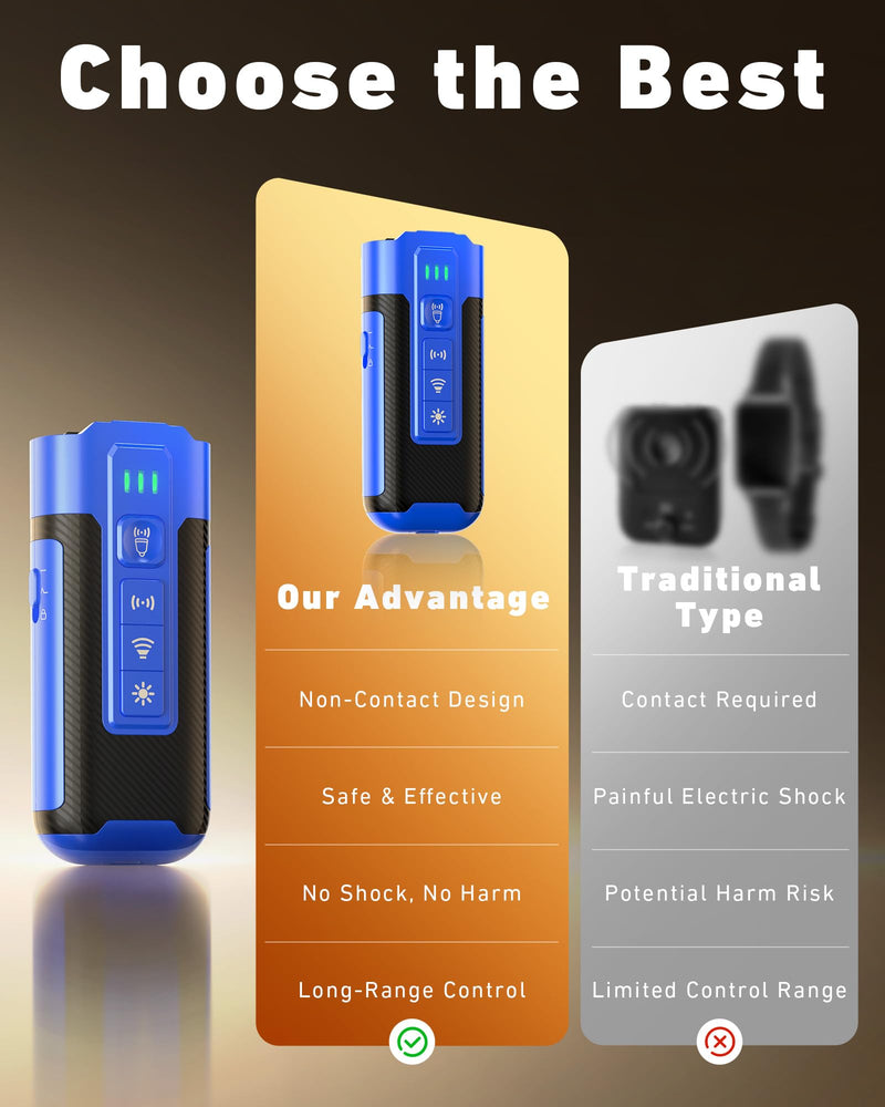 Dog Bark Deterrent Devices-Ultrasonic Anti Barking Device for Dogs with 50ft Range, Rechargeable No Barking Device for Own or Neighbor's Dogs, Portable Safe for Dogs/Humans | Indoor/Outdoor Use-Blue Blue