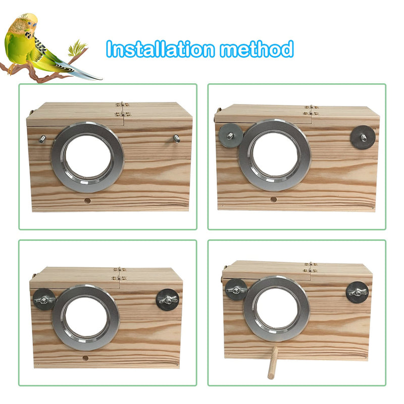 Transparent Parakeet Nesting Box,Wooden Parrot Nest Breeding Box with Perch Natural Bird House for Cage Suitable for Lovebirds Cockatiels Canaries Horizontal Box Small - PawsPlanet Australia