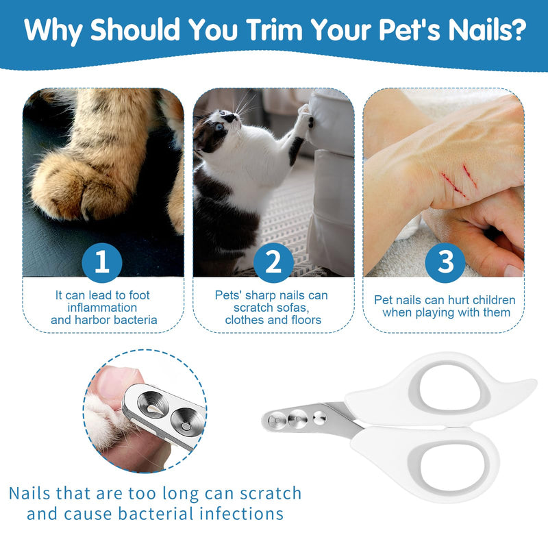 Cat Nail Clippers with Circular Cut Hole, 0.06” & 0.08” Double Round Hole Cat Nail Trimmer, Avoid Over Cutting Pet Nails Clippers with Safety Guard for Novice Pet Families - PawsPlanet Australia