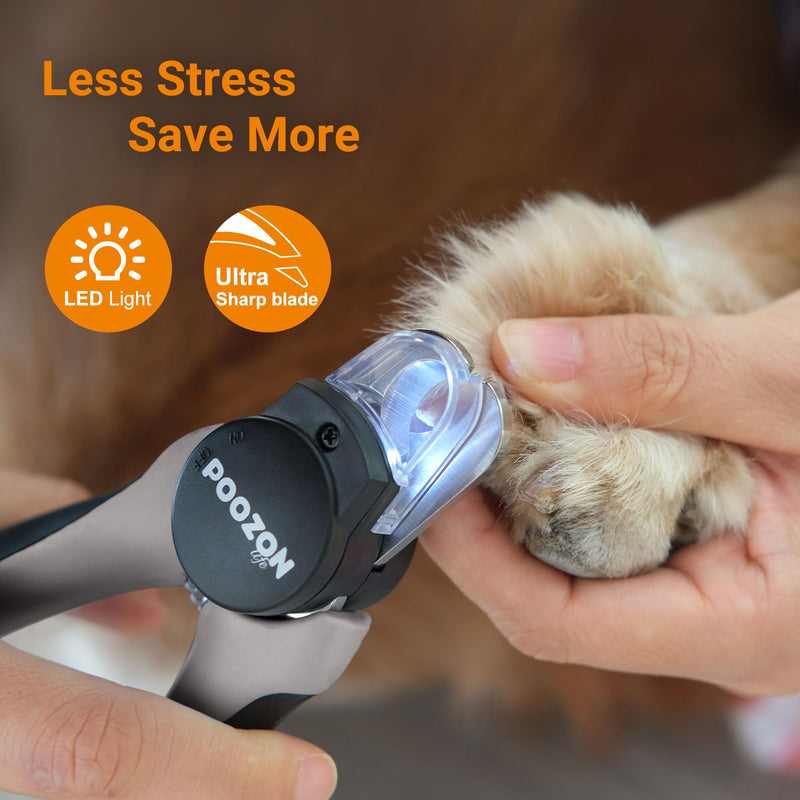 Dog Nail Clipper with Light, Illuminates Nail Clipper Kit or Bloodline for Safe, Easy Trimmers, Extra Sharp for Thick Nails, Quick Sensor, Avoid Over Cutting Toenail, for Cats & Dogs Grey - PawsPlanet Australia