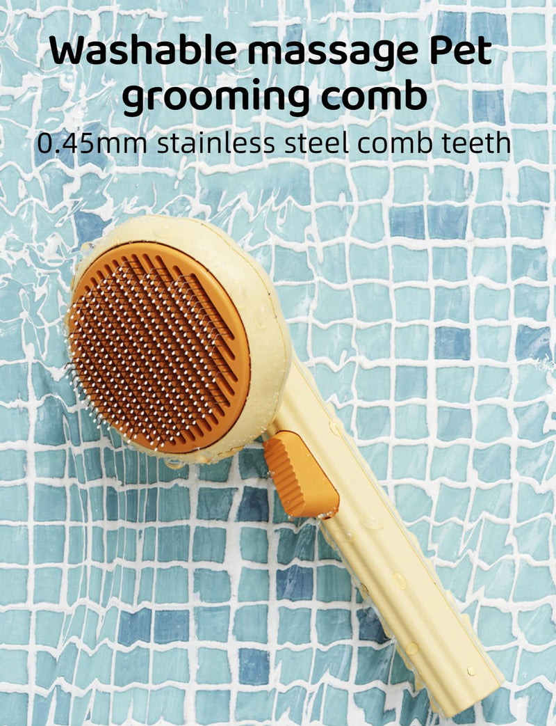 Pet Grooming Tool - Brush with Release Button for Detangling Long and Short Hair, Removing Fur Knots, Shedding, and Fleas on Dogs and Cats Green - PawsPlanet Australia