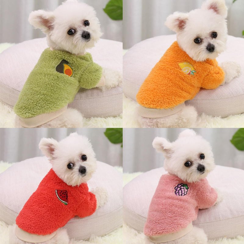2 Pieces Dog Sweaters Dogs Pajamas Fleece Winter Warm Puppy Pet Coat Soft Sweaters Puppy Clothes for Small Dogs Cats Girls Boys XXS (Avocados, Grapes, XS) Avocados, Grapes - PawsPlanet Australia